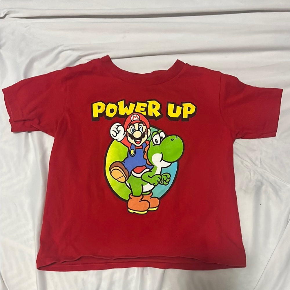 Red Kids T-Shirt with Power Up Graphic